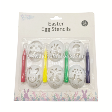 6PCS Easter Egg Stencils with 4PCS Water Color Pen